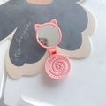 Rosafarbene Katzenohr-Klappbürste mit integriertem Spiegel und Spiraborsten - Rosa (Stil A)