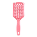 Rosafarbene hohle Massage-Haarbürste mit gebogenem Belüftungsdesign zum Entwirren und Stylen - Einfache Verpackung / Rosa