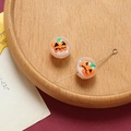 Macro shot of Halloween ghost pumpkin beads on a wooden tray for DIY jewelry making - Pumpkin Smile (4#) / 1 Piece