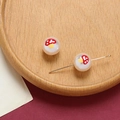 Detailed macro view of translucent DIY beads with red mushroom motifs and silver pins - Red Small Mushroom (3#) / 1 Piece