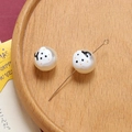 Macro view of handmade white snowman beads with metal pins for DIY jewelry making - Cute Snowman (10#) / 1 Piece