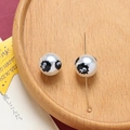 Detail of white acrylic beads with soot sprite print on gold metal pins for DIY crafts - Black Soot Monster (7#) / 1 Piece
