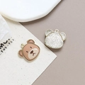 Detailed front and back views of bear alloy charm for DIY jewelry and necklaces - Brown Bear Head (1#)