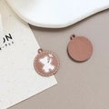 Macro shot of pink enamel bear pendants with decorative stars for DIY jewelry - Lotus Root Pink Bear Round Plate (4#)
