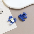 Front and back detail of blue cartoon bear charms for DIY jewelry making - Deep Blue Bear (6#)