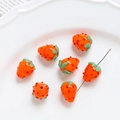 Macro detail of strawberry glass beads for DIY jewelry making on white ceramic plate - 4# Orange Strawberry
