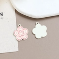 Close-up of pink flower enamel alloy charms with polished finish for DIY jewelry crafts - Pink Wave Flower (9#)