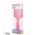 Pink diamond hollow hairbrush with ergonomic shield design in retail gift packaging - With Box / Pink