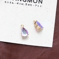 Macro shot of purple teardrop crystal charms with gold frame for DIY jewelry making - Style 4 (4#)
