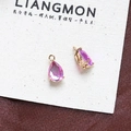 Close-up of pink pear-shaped cubic zirconia pendant in a gold-plated claw setting - Style 5 (5#)