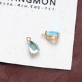 Macro shot of two pear-shaped teardrop zircon pendants with rainbow blue-green gradient finish - Style 6 (6#)