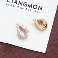 Macro shot of two colorful teardrop crystal pendants with golden edges for jewelry making - Style 12 (12#)