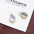Macro detail of pear-shaped aurora crystal pendants with gold claw settings for jewelry DIY - Style 13 (13#)