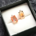 Deux pendentifs rectangles orange en zircon et plaqué or pour bijoux DIY - Dégradé Orange Jaune Rectangle (13#)