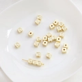 Detailed view of 14K gold plated square smiley face beads for DIY jewelry making - 14K Gold