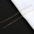 Detail of gold plated long chain earrings with needle pins for DIY jewelry making - 14K Gold Style