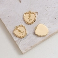 Macro shot of gold-plated heart pendant with vintage rose relief for DIY jewelry making - Gold Heart Rose (1#)