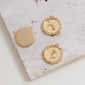 Detailed view of gold plated scalloped edge rose pendant charms on a stone surface - Gold Round Rose (3#)