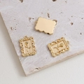 Detailed macro view of gold-plated rose flower pendant with a vintage rectangle frame design - Gold Rectangular Rose (4#)