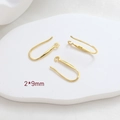 Detail of 2x9mm 18K gold plated S925 sterling silver U-shaped earring hooks with 925 stamp - Minimalist Small (2x9) / 18K Gold