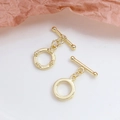 Detailansicht vergoldeter OT-Knebelverschlüsse aus Kupfer für DIY-Schmuckherstellung - Stil 4-14K Gold