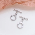 Fermoir à bascule OT en métal argenté poli avec détails pour bijoux DIY - Style Décoration Argentée à Pois (6#)