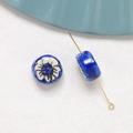 Macro view of blue floral ceramic beads and golden pin for jewelry making - Blue White Floral Style (11#)