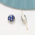 Detailed macro view of DIY ceramic beads with blue stripes for jewelry making - Abstract Stripes Style (12#)