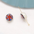 Macro view of ceramic round beads with British Union Jack flag for DIY jewelry - Union Jack Style (14#)