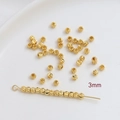 Détail macro de perles d'espacement de 3mm plaquées or à rayures pour bijoux DIY - Or 18K (2#) / 3mm (50 Pièces/Paquet) / Or