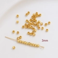 Makroaufnahme von 3 mm vergoldeten Rillenperlen für handgefertigten DIY-Schmuckbau - Köperbindung / 3mm (1 Stück) / 18K-Gold