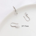 Detalle de ganchos de oreja 3x17mm de plata con circón para creación de joyas DIY - Gancho de Pendiente con Strass Pavé Texturizado / Oro blanco