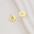 Detailed view of gold-plated letter H pendant with micro-inlaid cubic zirconia for DIY jewelry - Letter H / Gold