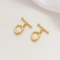 Detailansicht vergoldeter OT-Verschluss für DIY-Halsketten und Schmuckherstellung - Unregelmäßiger Glatter Stil / 18K Gold (Unregelmäßig Rund)