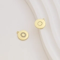 Detailed view of 18k gold-plated round charm with cubic zirconia for DIY jewelry making - Letter O / Gold