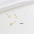 Detail view of 4mm gold plated earring posts with loop for DIY jewelry making - 4mm / 14K Gold