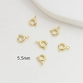 Detalle macro de cierres de resorte de 5,5mm bañados en oro de 14K para joyería DIY - Oro de 14K / Pequeño (4#5.5mm)