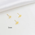 Detailed view of 5mm gold plated earring posts with flat pads for DIY jewelry making - 5mm / 18K Gold