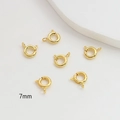 Detalle de seis cierres de resorte de 7mm bañados en oro 14k para joyería DIY - Mediano (11#7mm)