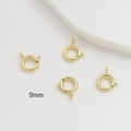 Detalle de cuatro cierres de resorte de 9mm bañados en oro 14k para joyería DIY - Grande (13#9mm)