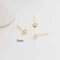 Basi per orecchini a lobo da 5mm placcate in oro con perno in argento S925 per fai da te - 5mm / Oro 14K