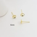 Dettaglio base orecchini in argento S925 placcato oro 6mm per creazione gioielli - 6mm / Oro 14K