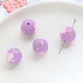 Detail of purple acrylic beads with smile and flower patterns for DIY jewelry making - Purple Floral Smiley (9#)