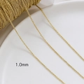 Close-up of 1.0mm 18k gold plated flat O-chain links for DIY jewelry making projects - 14K Gold Plated 1.0mm O-Chain