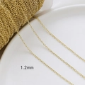 Detail view of 1.2mm gold plated O-link chain for DIY necklace and bracelet jewelry making - 14K Gold Plated 1.2mm O-Chain