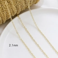 Detail of 2.1mm gold plated flat cable chain roll for DIY jewelry making supplies - 14K Gold Plated 2.1mm O-Chain