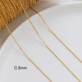Detailed close-up of 0.8mm 14k gold plated flat O-chain links for DIY jewelry making - 18K Gold Plated 0.8mm O-Chain