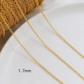 Macro shot of 1.7mm 14k gold plated copper flat O-chain for DIY jewelry making - 18K Gold Plated 1.7mm O-Chain