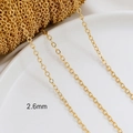 Detailed close-up of 2.6mm wide 14k gold-plated O-chain for DIY jewelry making - 18K Gold Plated 2.6mm O-Chain
