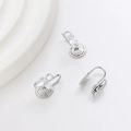 Dettaglio clip orecchio argentato con zircone rettangolare e anello per bigiotteria - Stile Oro Bianco (5100452614795)